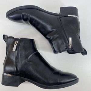 Calvin Klein Black Ankle Boots Womens 10 Silver Detail